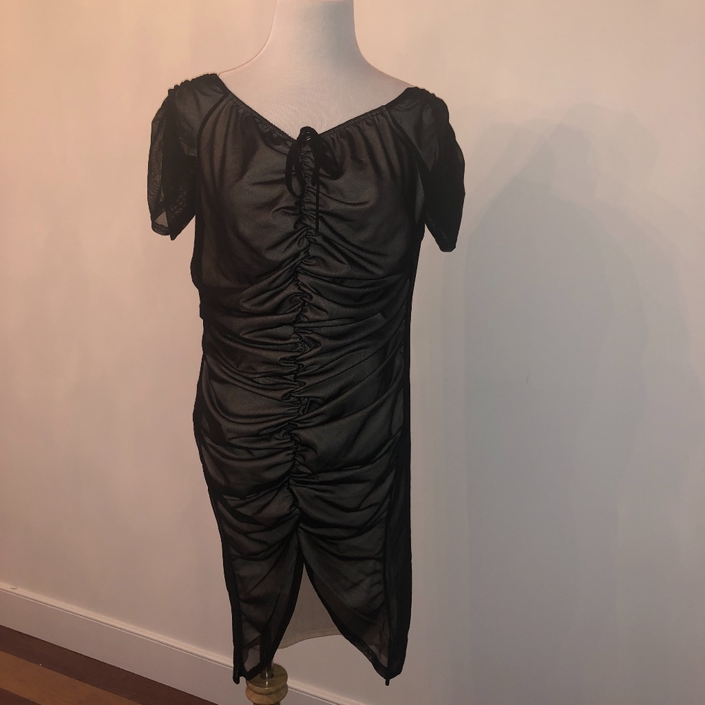 BooHoo Plus Off The Shoulder Ruched Bodycon Dress